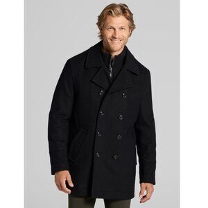 NWOT Joseph Abboud Men's Wool blend Black Peacoat Sz L coastal Winter